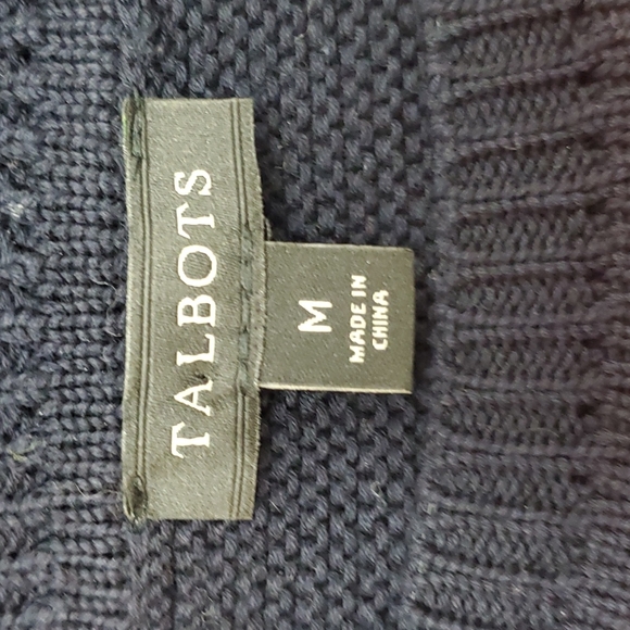 Talbots sweater beaded lobster navy blue knit cotton blend women size M - Picture 4 of 5